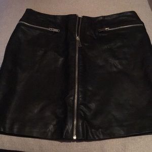 Black fake leather zip up skirt